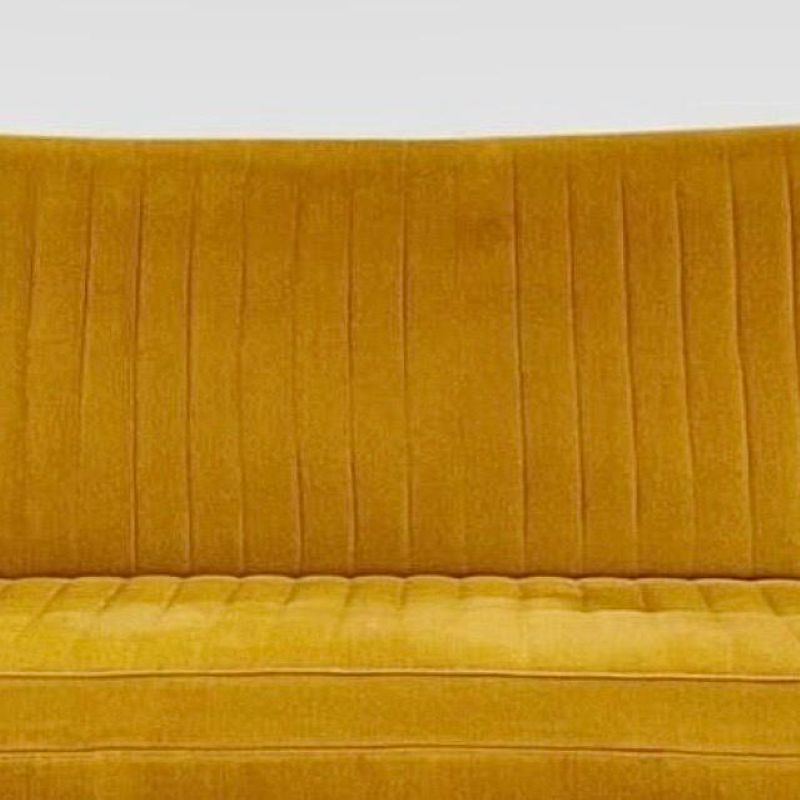 Mid-Century driezitsbank in geel fluweel, in de stijl van Gio Ponti photo 2900.0