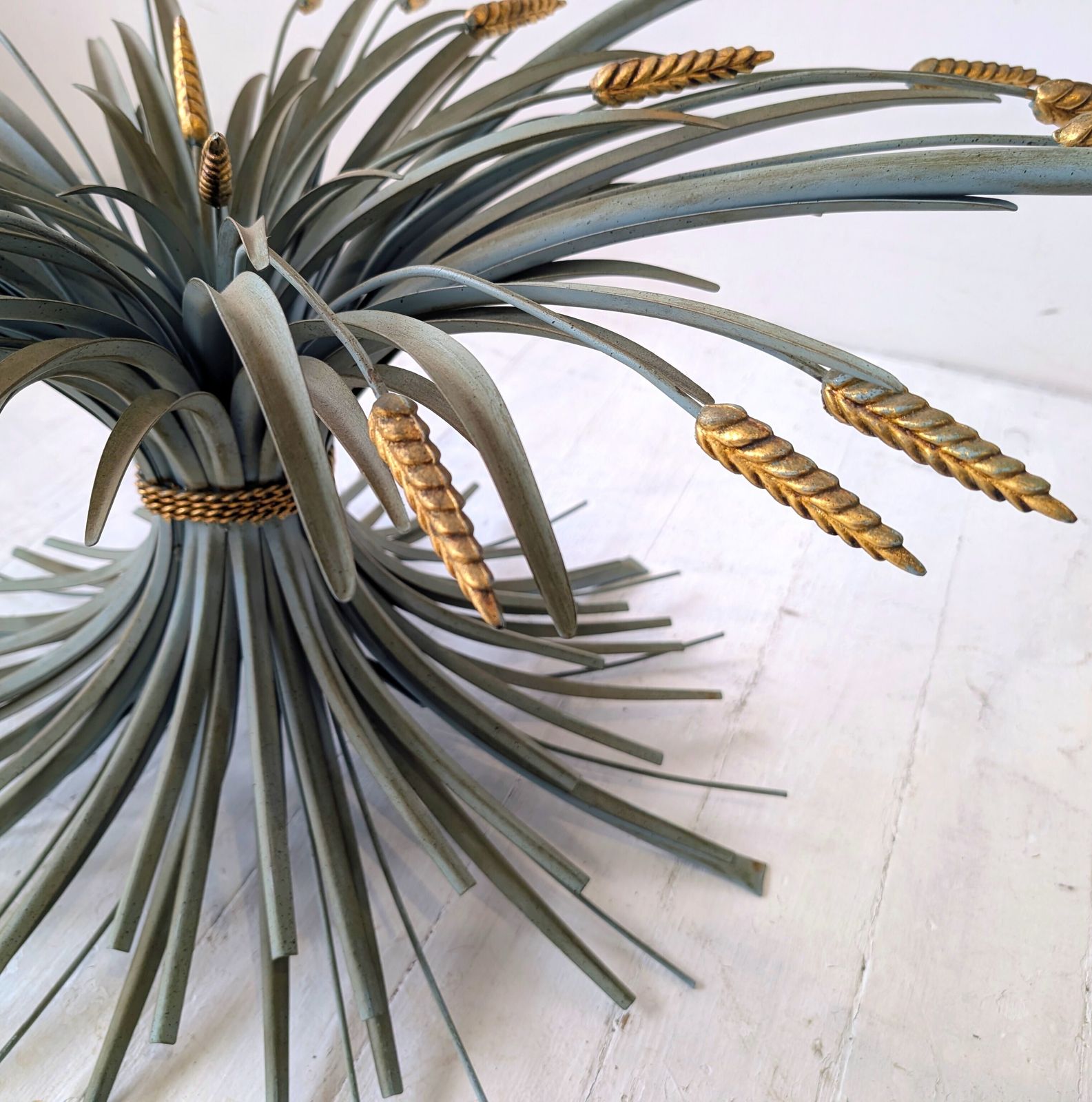 photo furniture Vintage Coco Chanel Italian Wheatsheaf Verdigris & Gold Coffee Table 1960s
