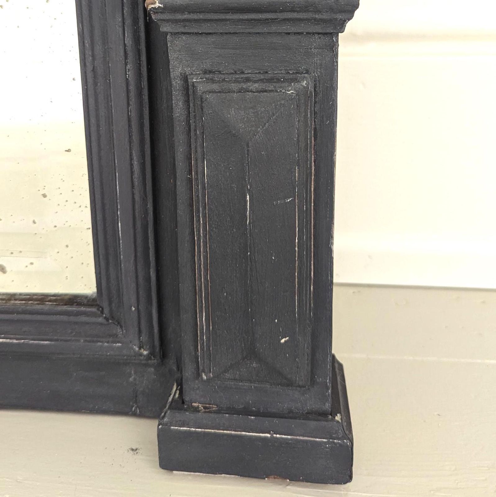 photo vinterior An Antique French Carved Wooden Painted Over Mantel Mirror Antique Wood Framed Mirror