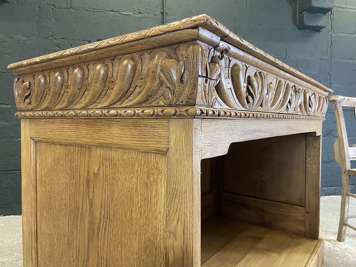 Furniture Antique French Oak Clerk's Counter, Circa 1890 photo