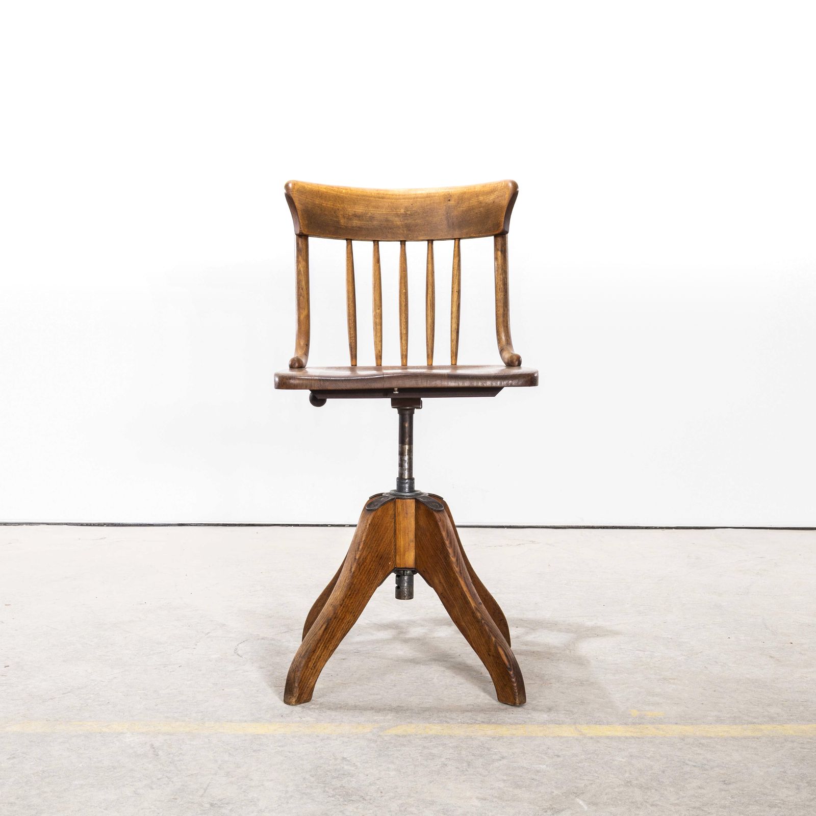 1920's French Oak Atelier Swivel Chair photo for sale