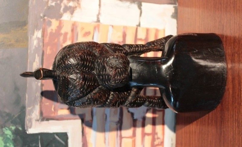 African Bust Mahogany 20th photo 424.36