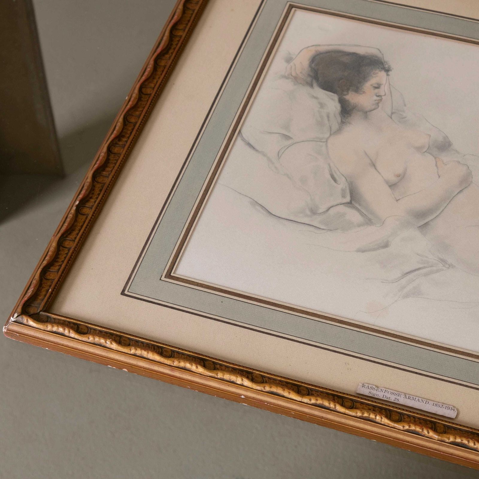 Armand Rassenfosse Female Nude Drawing | Belgium | 1928 photo Art