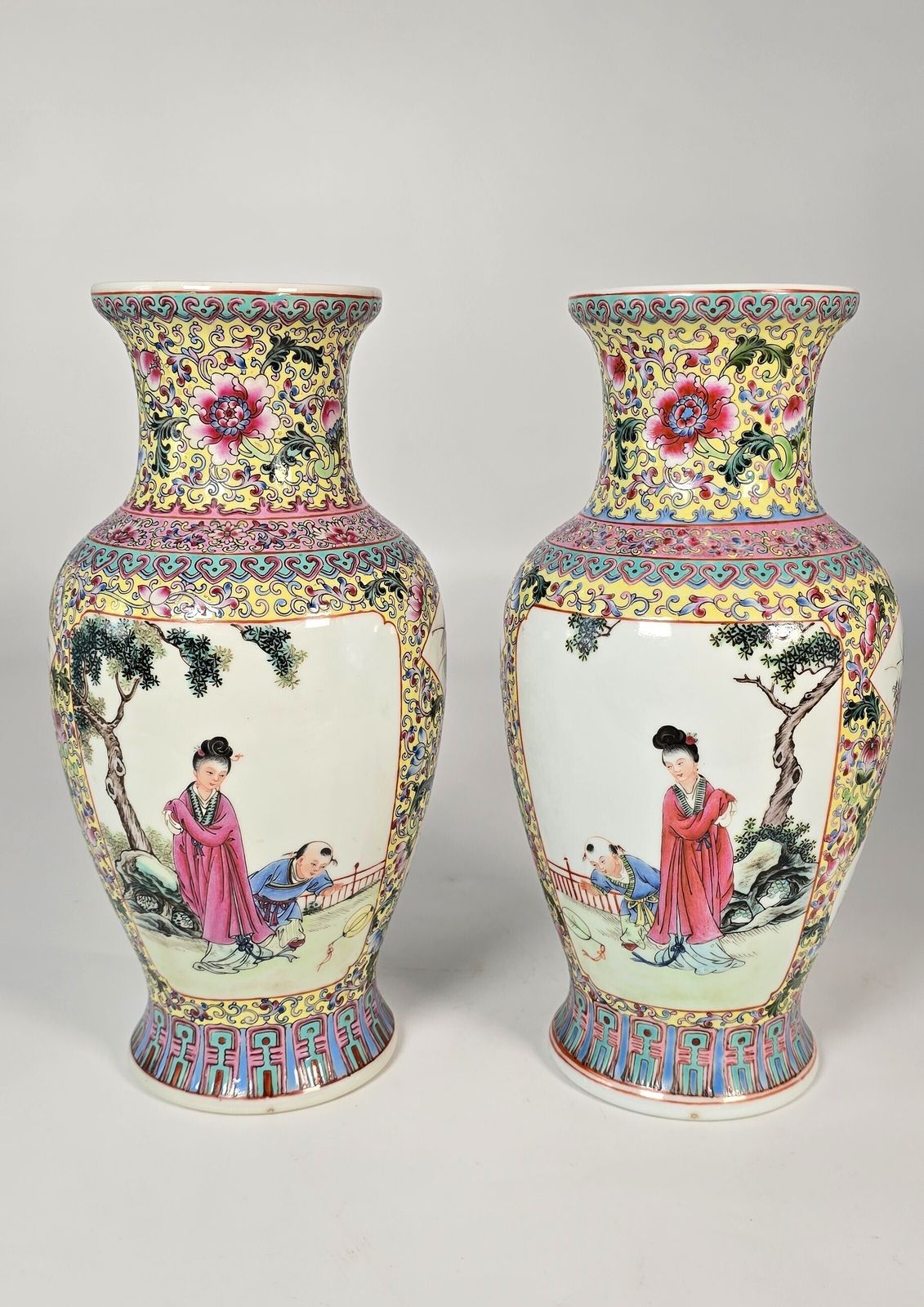 A Pair Of Chinese Hand Painted Porcelain Vases From The Republican Period Circa 1930 photo furniture