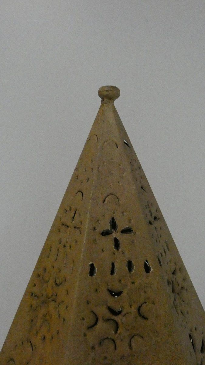 photo for sale Large Moroccan Perforated Metal Tower Lamps, 1980s, Set Of 2