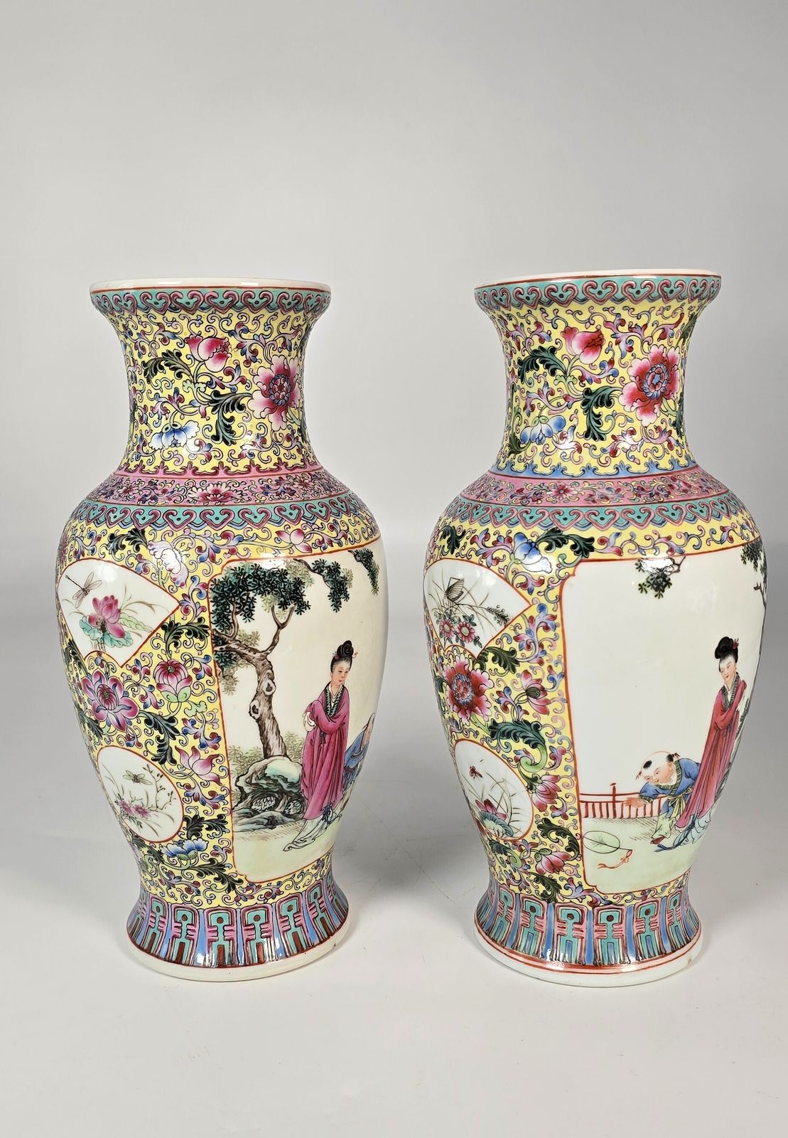 A Pair Of Chinese Hand Painted Porcelain Vases From The Republican Period Circa 1930 photo buy