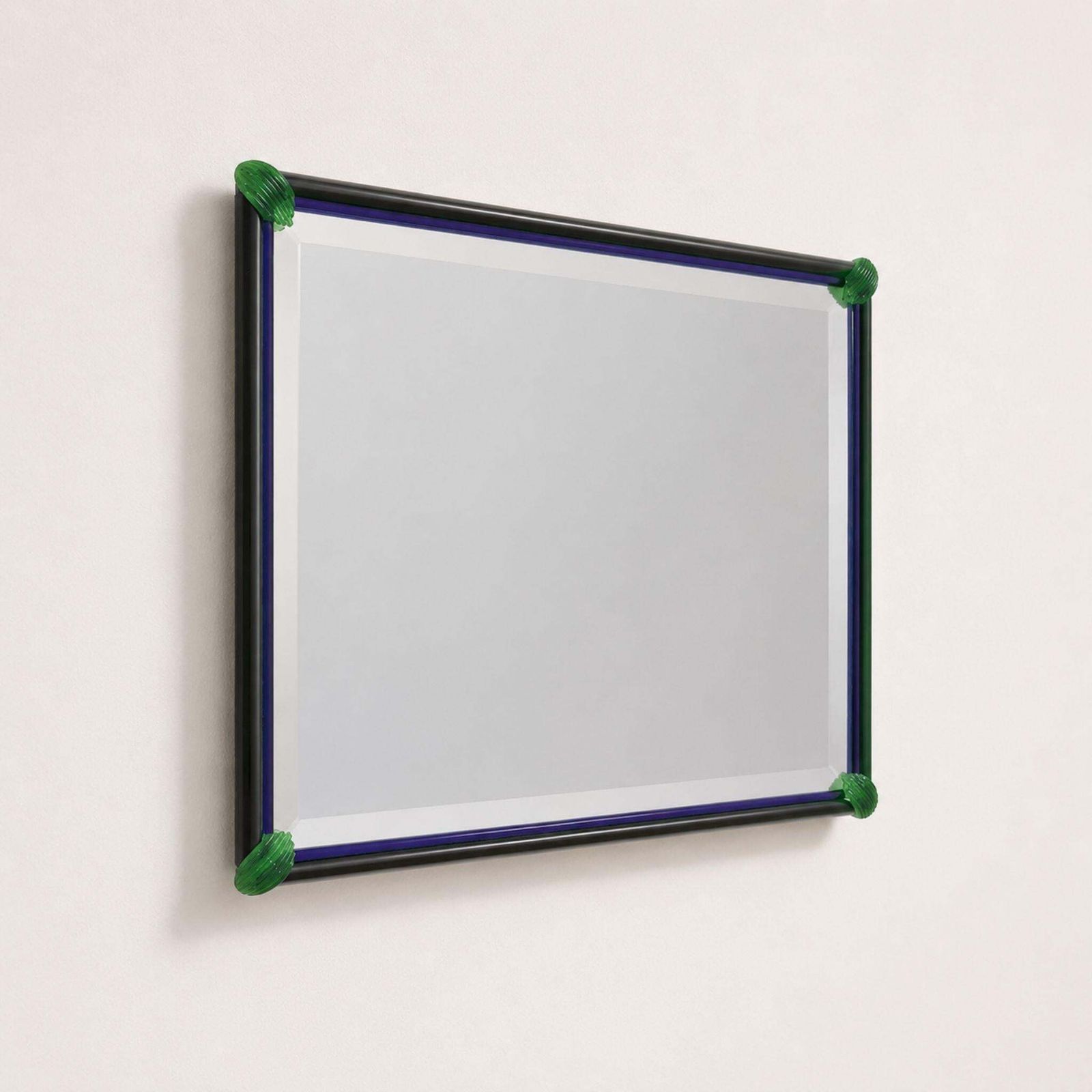 1970s Italian Venetian Mirror Murano Glass In Blue And Green By La Murrina photo for sale