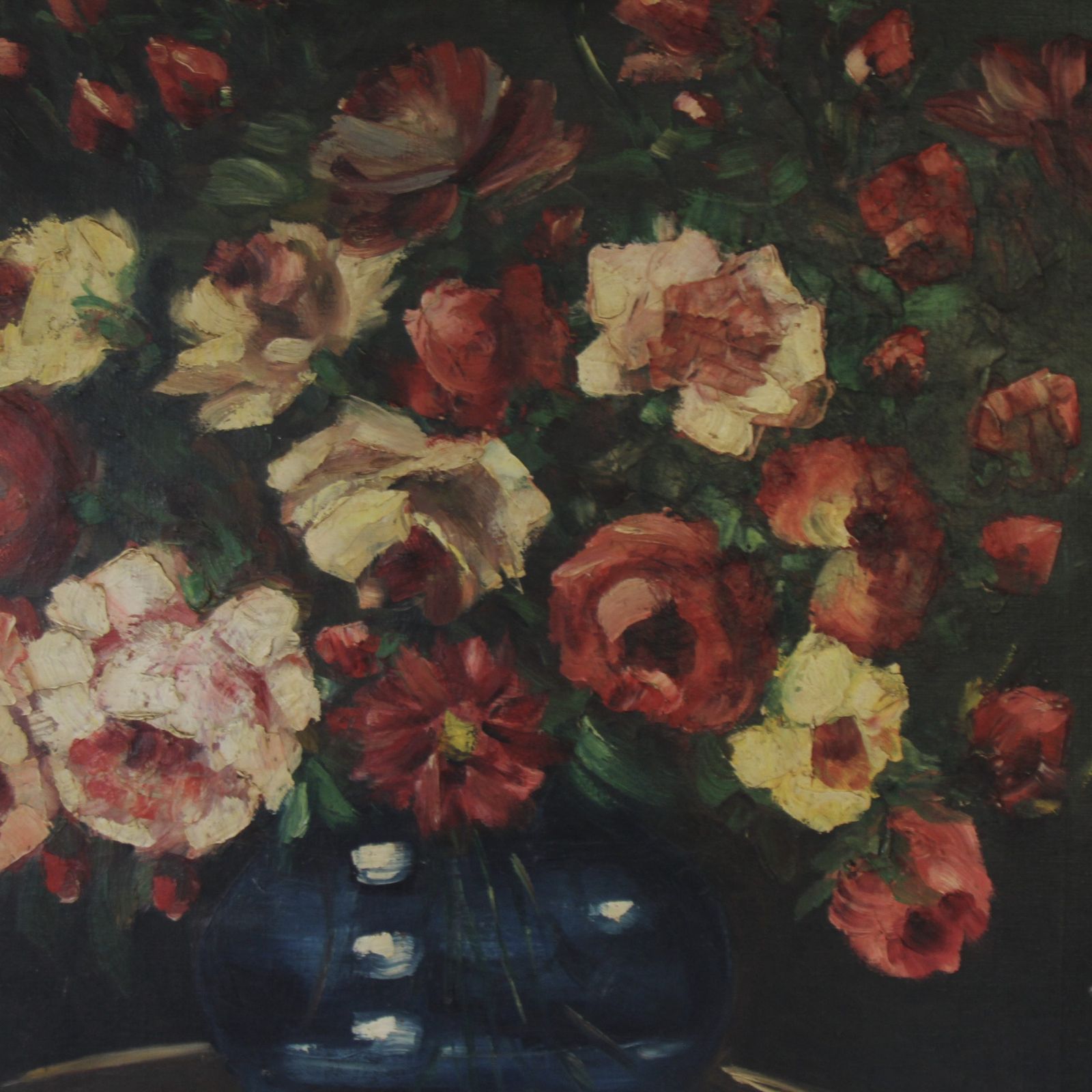photo furniture Large Turn Of The Century French Floral Oil Painting On Canvas