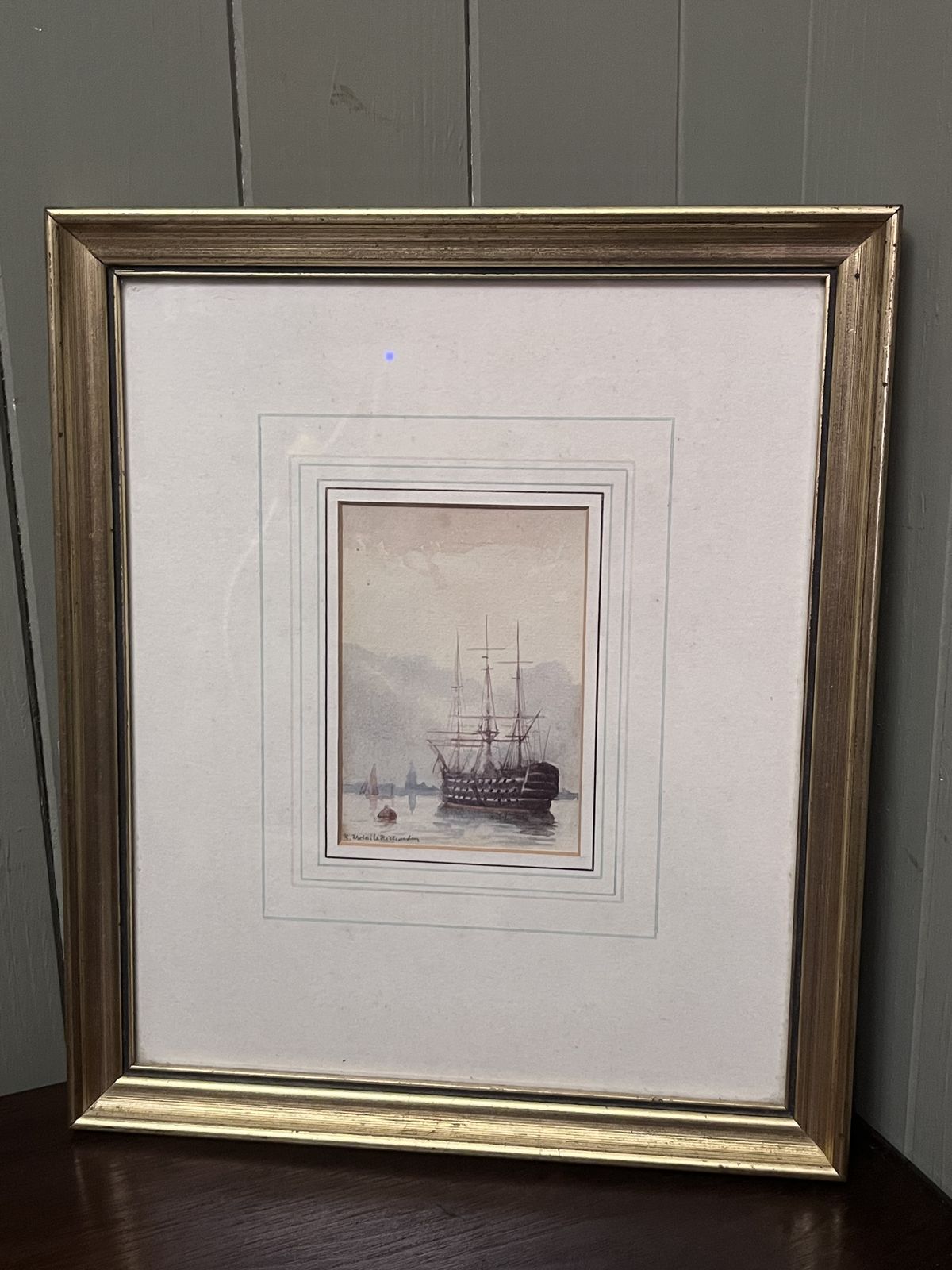 Victorian Watercolour Hms Victory Portsmouth Harbour By Rw Esdaile Richardson Ra photo furniture