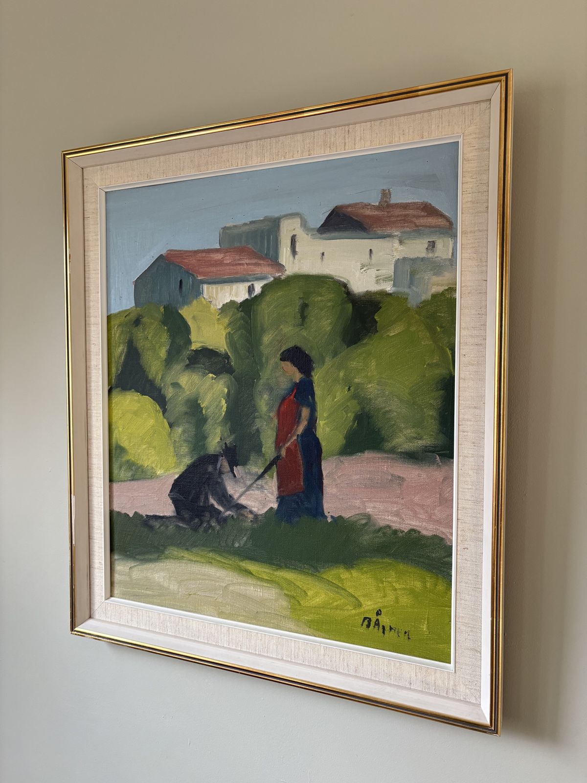 Large Bengt Agren 20th Century Framed Oil On Canvas Figural Scene. photo furniture