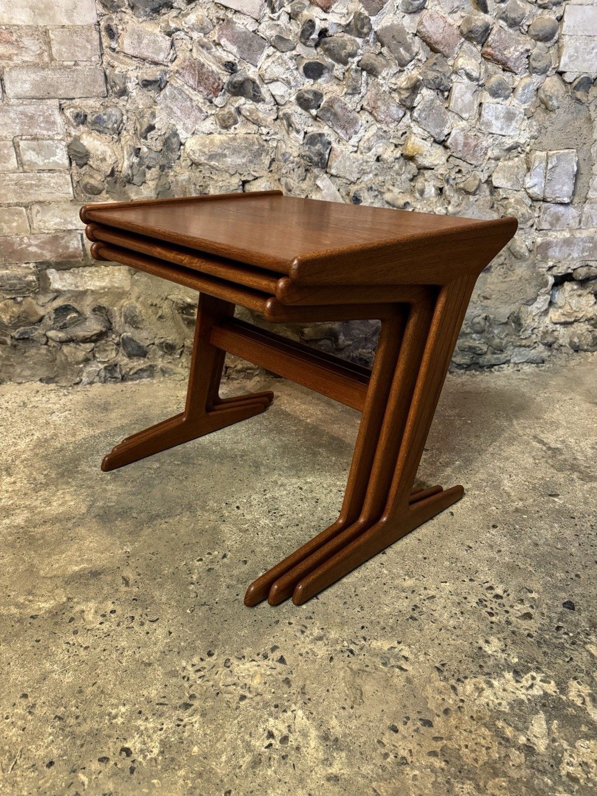 🚛 Vintage Mid Century Danish Mogens Kold Teak Nest Of Tables Mcm photo 1450.0