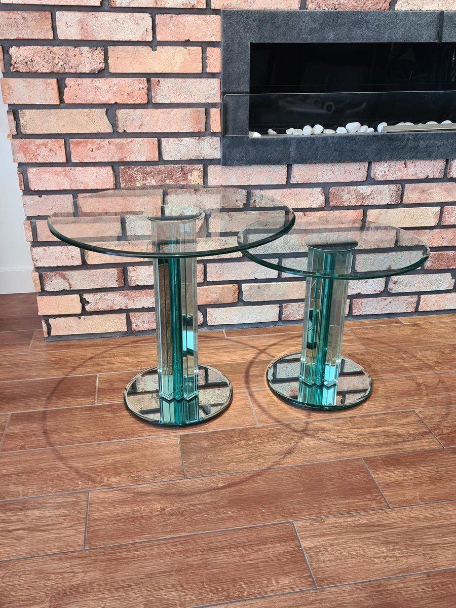Glass Side Tables By Luigi Massoni For Gallotti & Radice, Italy, 1970s, Set Of 2 photo for sale