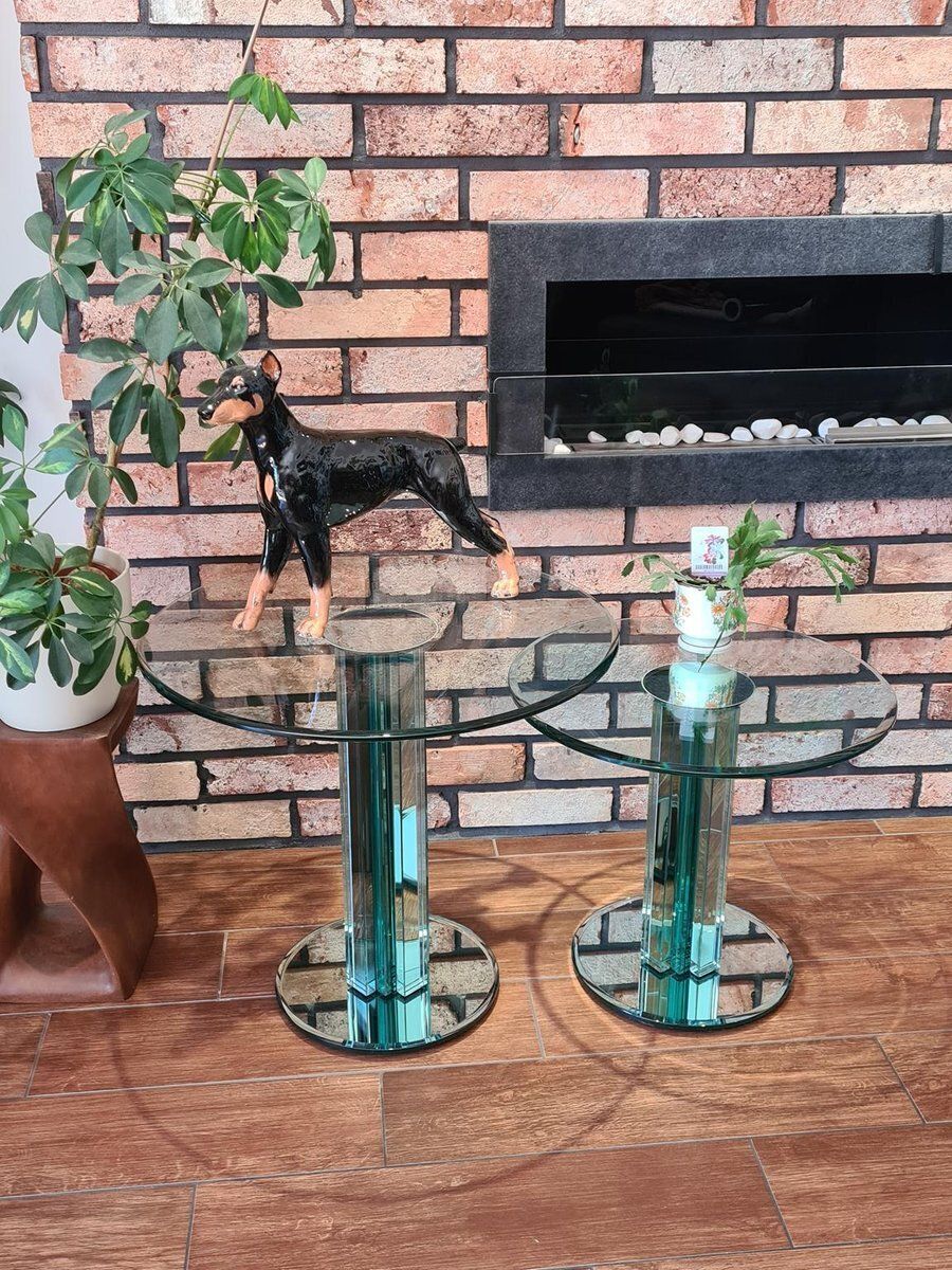 Glass Side Tables By Luigi Massoni For Gallotti & Radice, Italy, 1970s, Set Of 2 photo vintage