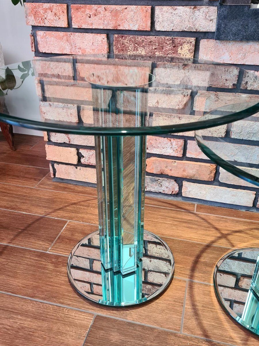 Furniture Glass Side Tables By Luigi Massoni For Gallotti & Radice, Italy, 1970s, Set Of 2 photo