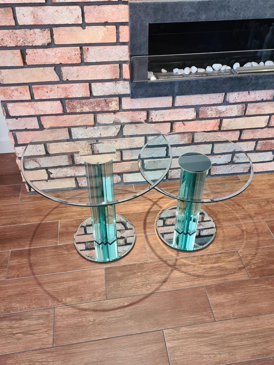 1386.0 Glass Side Tables By Luigi Massoni For Gallotti & Radice, Italy, 1970s, Set Of 2 photo