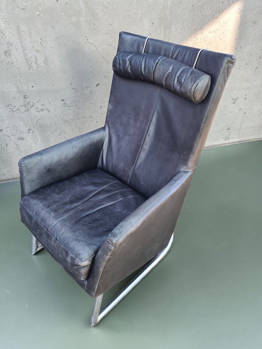 Modern Leather Lounge Chair With Steel Base From Montis, Netherlands, 1970s photo buy