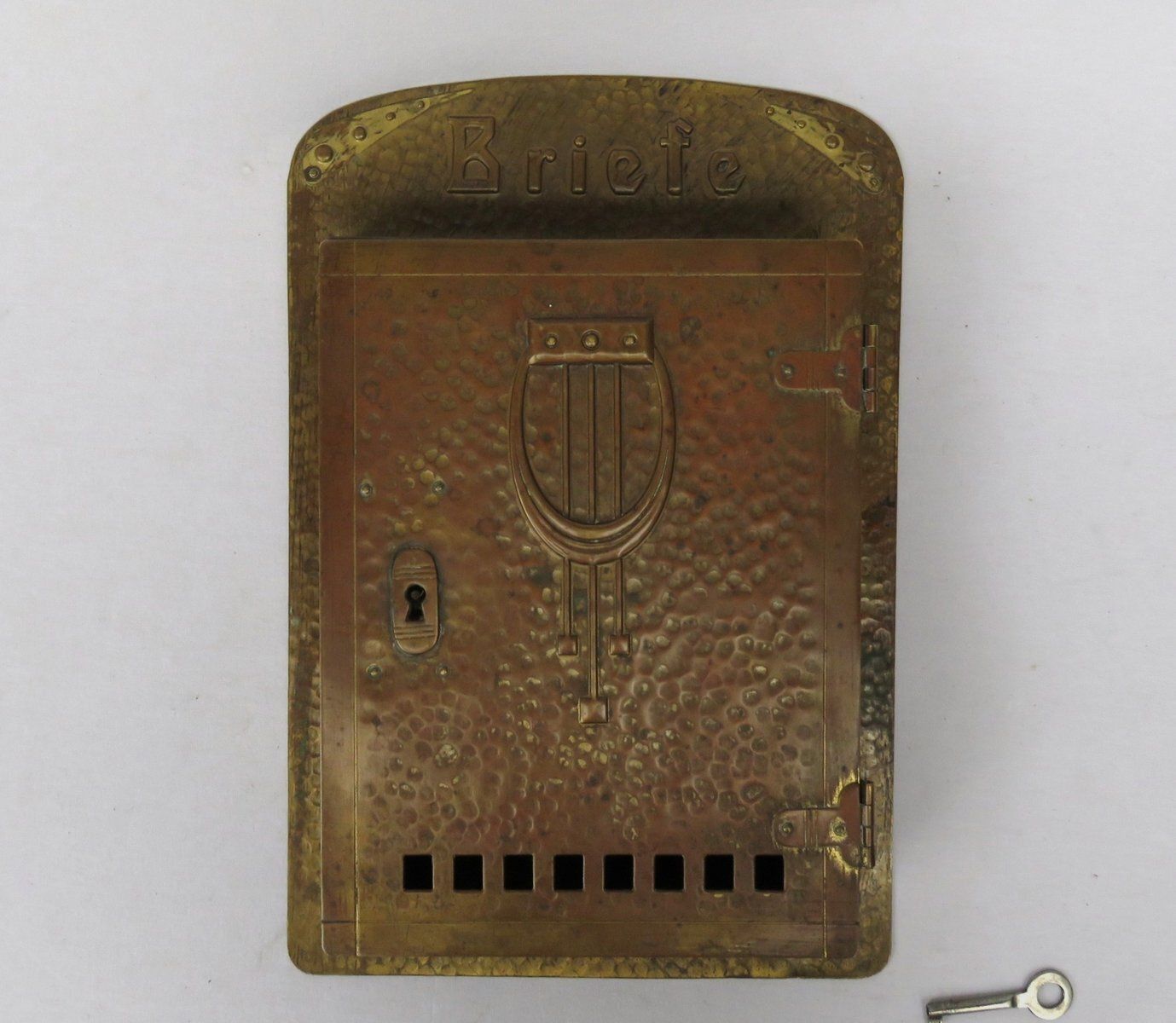Art Nouveau Handmade Copper And Brass Mailbox, Germany, 1890s photo furniture