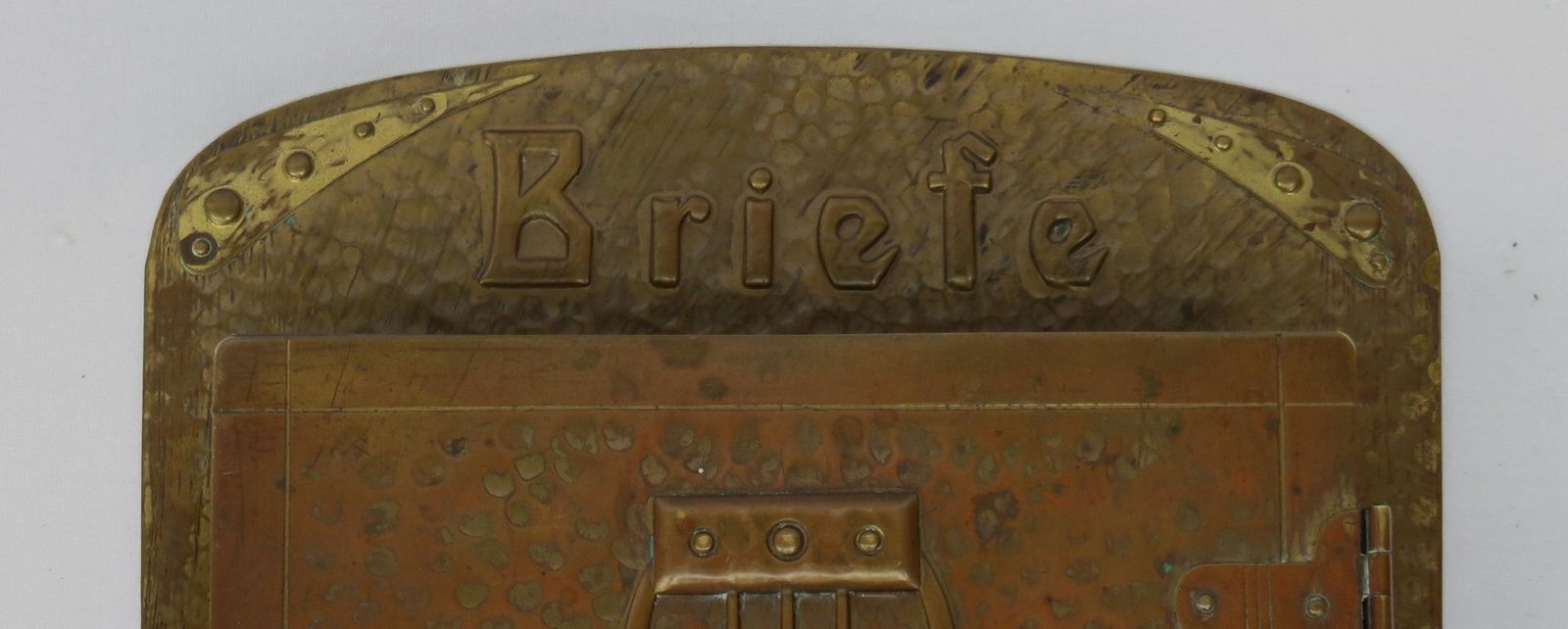 Art Nouveau Handmade Copper And Brass Mailbox, Germany, 1890s photo vintage
