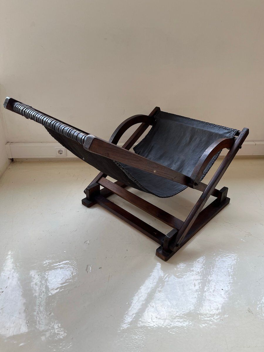Vintage Leather Sling Chair, 1980s photo vinterior