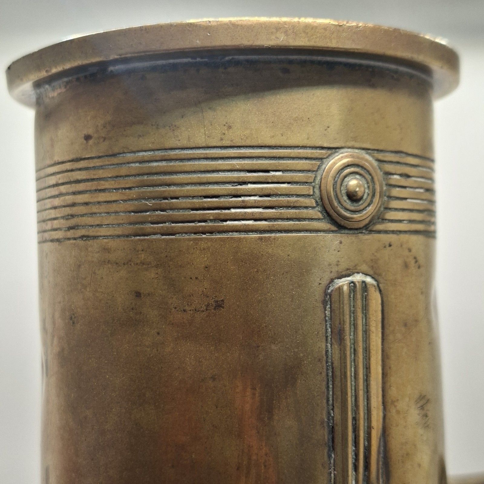 Art Nouveau Arts & Crafts Brass Amphora Vase With Handles Large British Antique photo vinterior