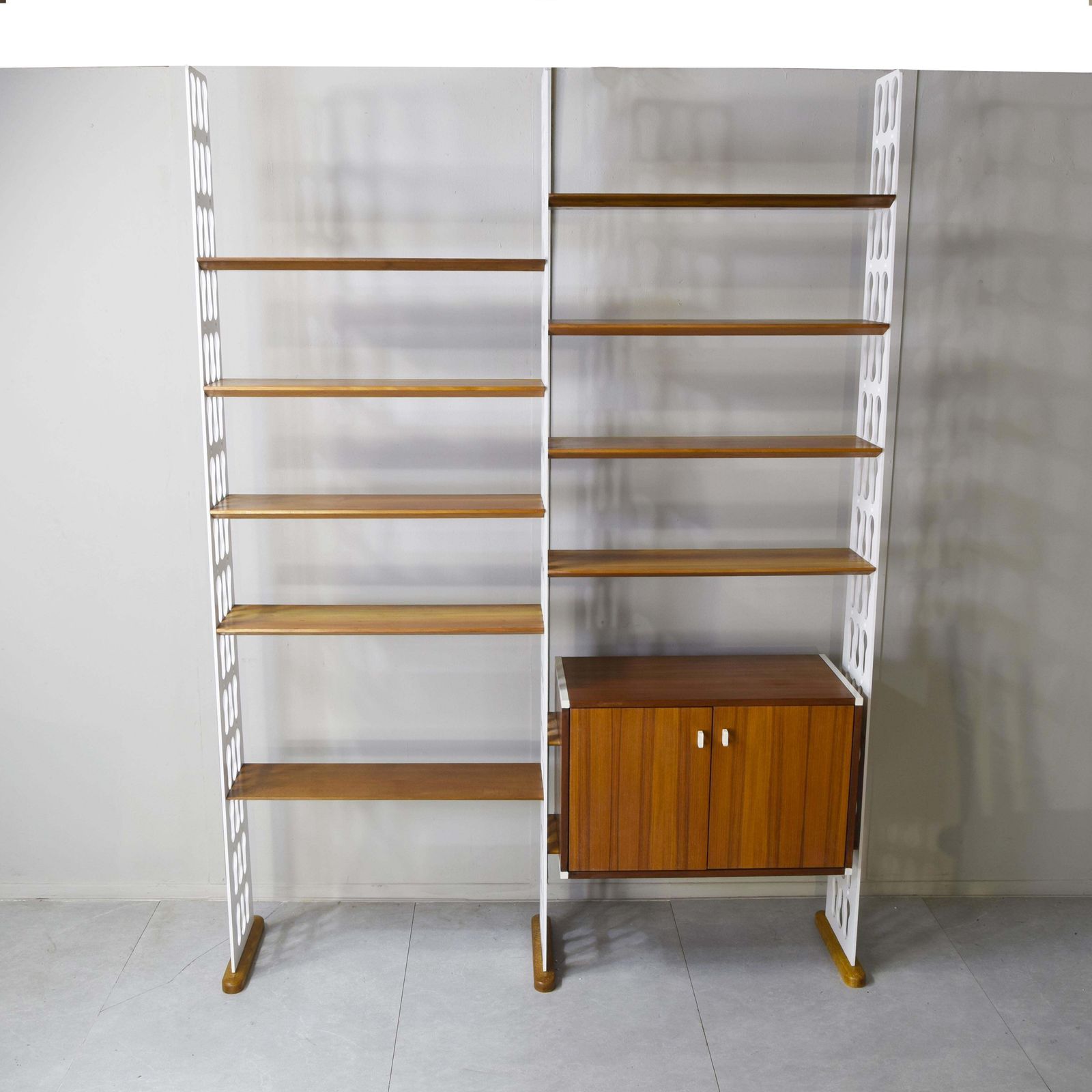 Misia Arte Historical Editions: Mid Century Teak & Lacquered Metal Bookshelf photo for sale