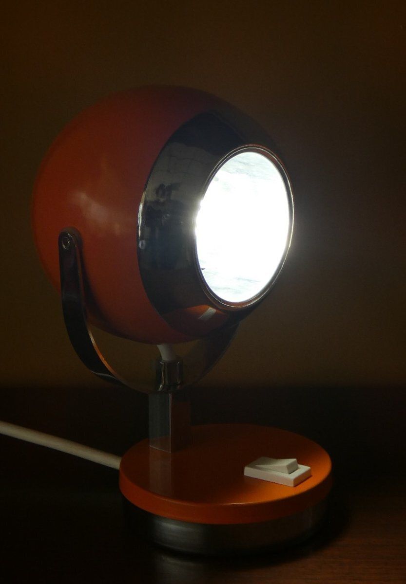 Vintage Orange Eyeball Lamps By Goffredo Reggiani For Reggiani, Italy, 1970s, Set Of 2 photo for sale
