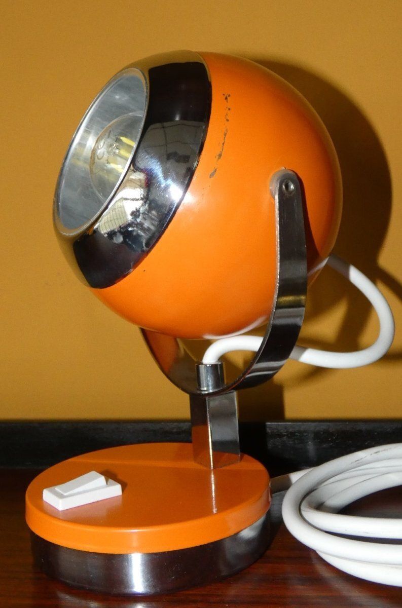 Lighting Vintage Orange Eyeball Lamps By Goffredo Reggiani For Reggiani, Italy, 1970s, Set Of 2 photo