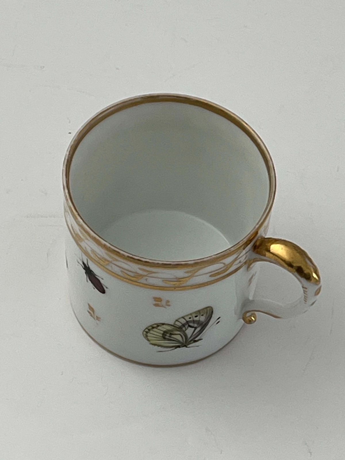 Home Decor Old Paris Porcelain Coffee Can Butterflies & Insects Polychrome, French Ca 1795 photo