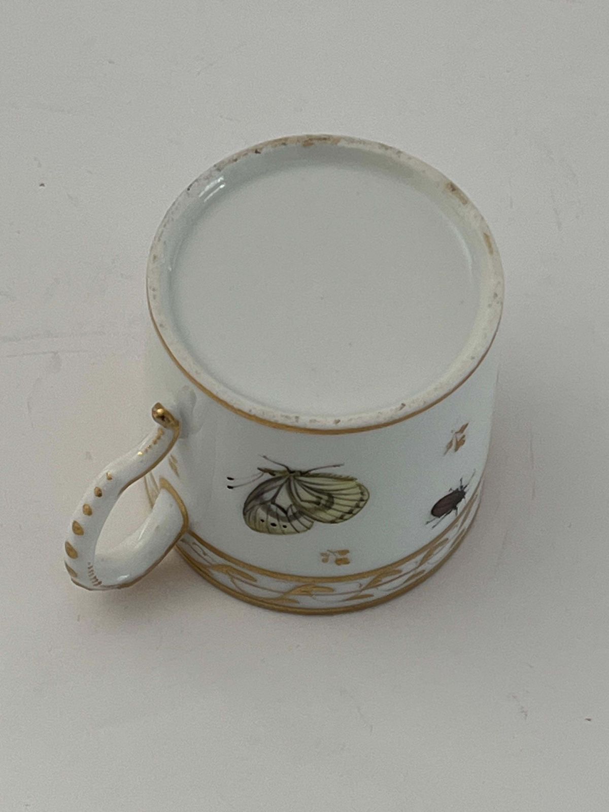 photo buy Old Paris Porcelain Coffee Can Butterflies & Insects Polychrome, French Ca 1795