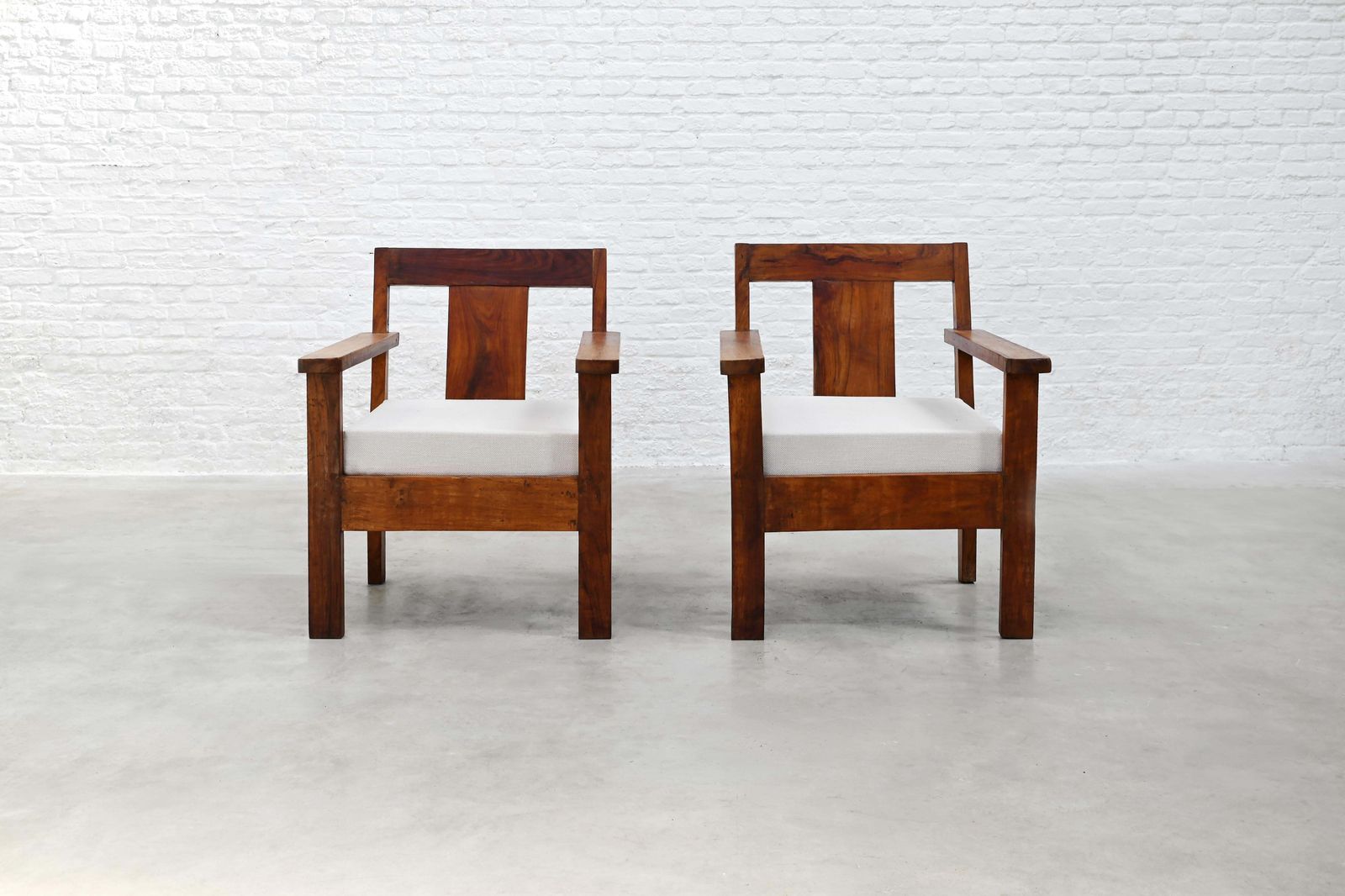 Pair Of French Modernist Teak Armchairs, 1960s photo for sale