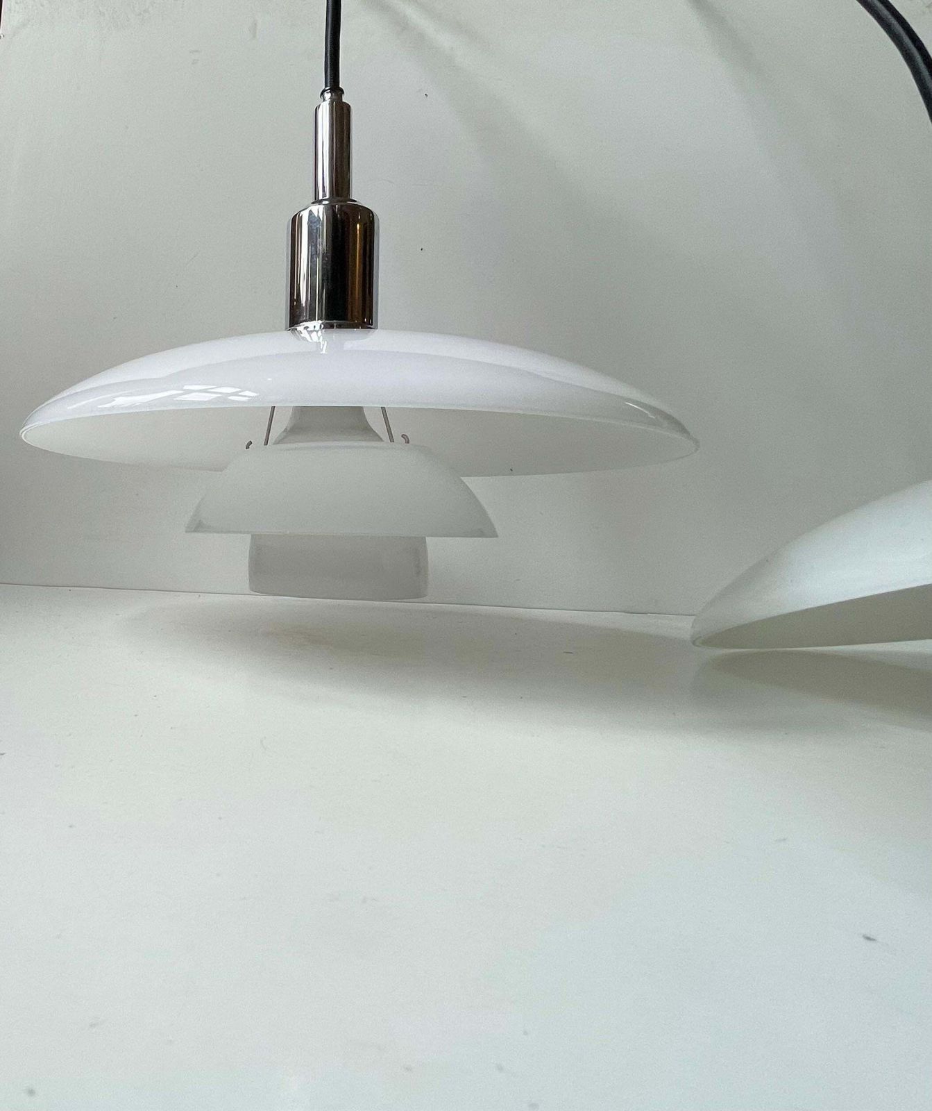 Vintage Ph 3/2 Pendant Lamps In White Opaline Glass By Poul Henningsen For Louis photo buy