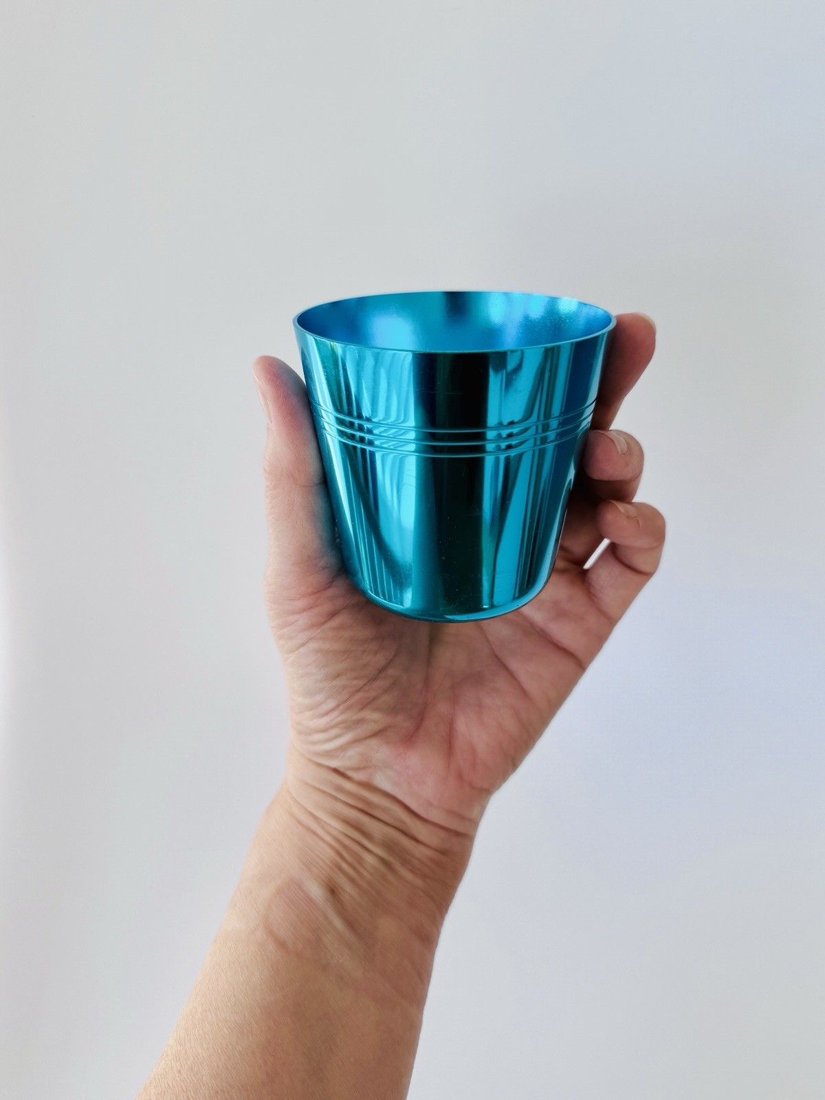 photo for sale Set Of 5 1960’s Artex Anodised Cups & Bottle Opener In Buffalo Calf Leather Case