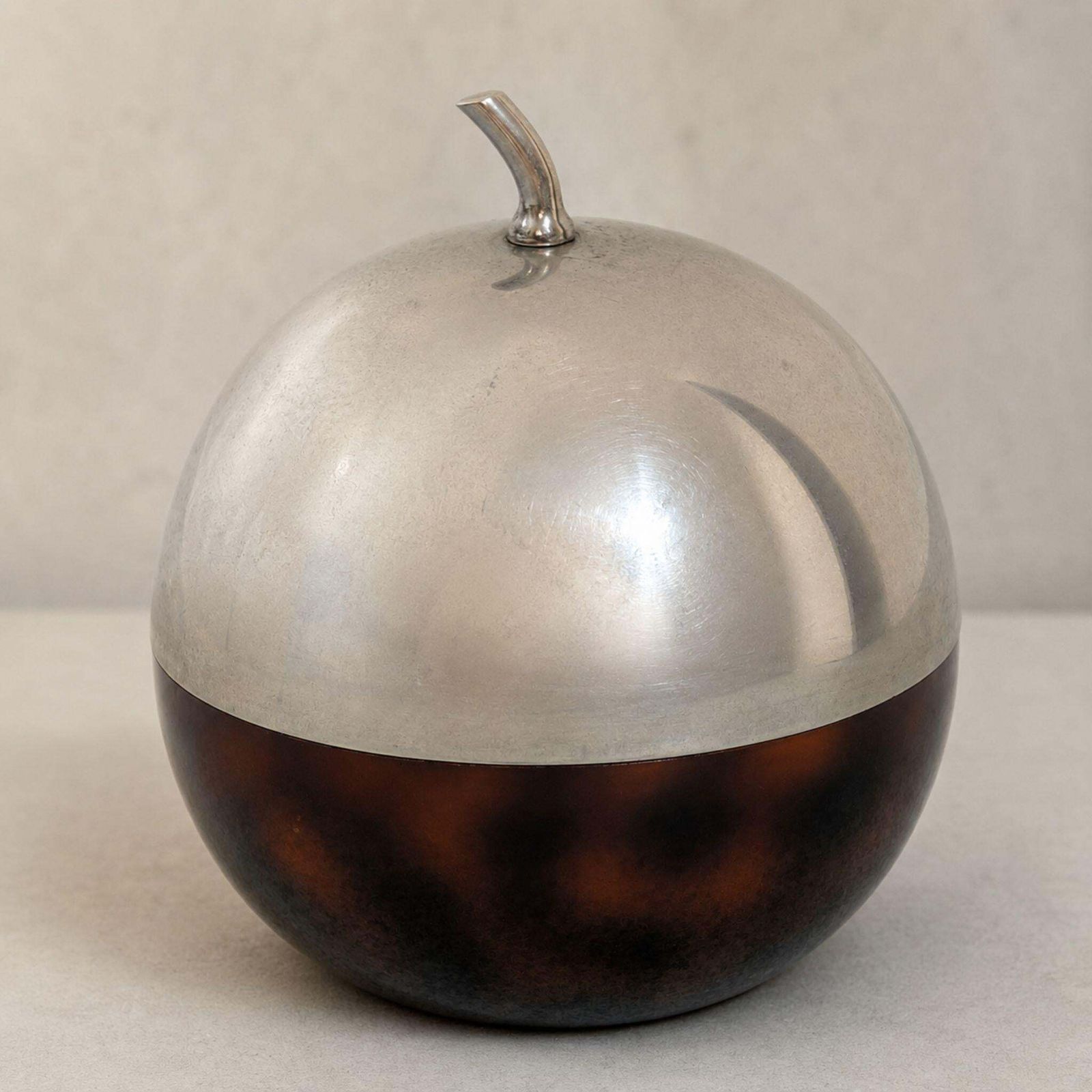 Mid Century Modern French Ice Bucket Metal And Bakelite Lucite, 1970s photo for sale