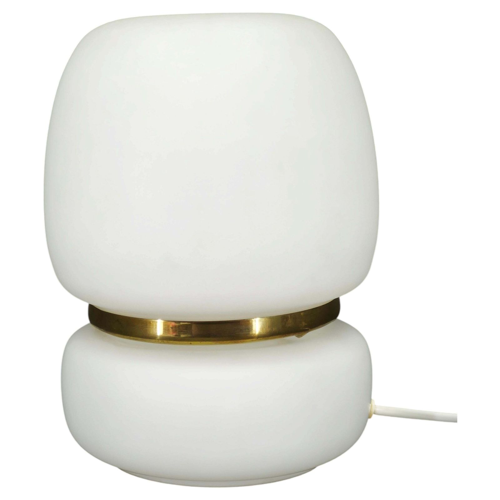 Lampe de table tchèque en verre opaline et laiton, années 1970