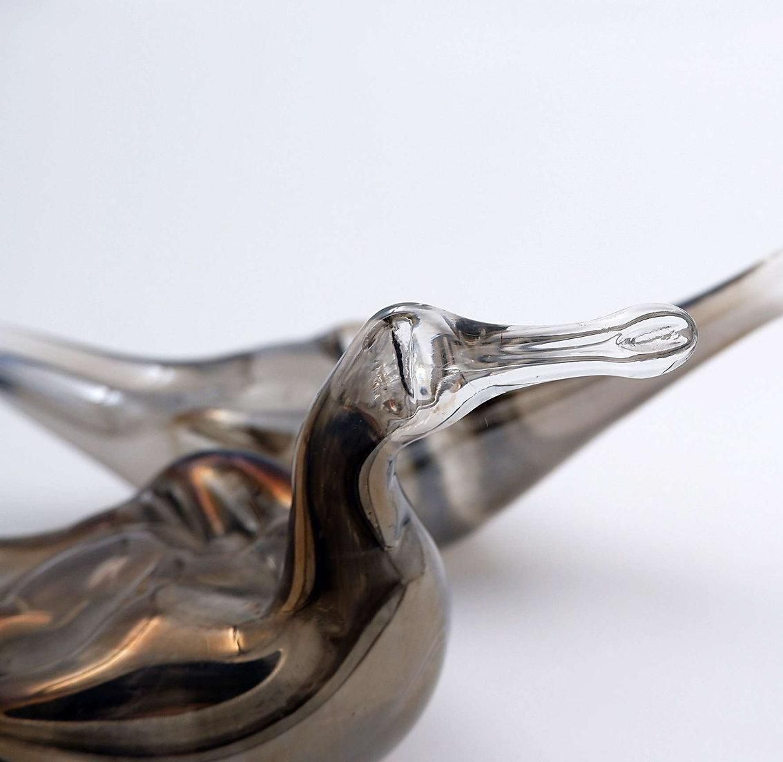 Mid 20th Century Mercury Glass Duck Couple Sculpture, Vintage Art photo for sale