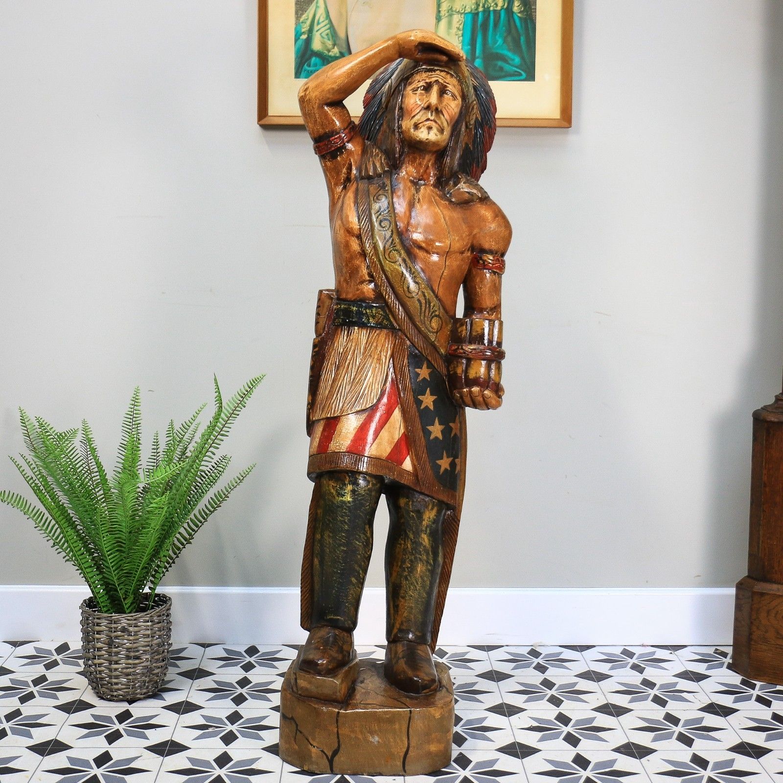 Cigar Store Indian Tobacco Advertisement Hand Carved Large 124cm