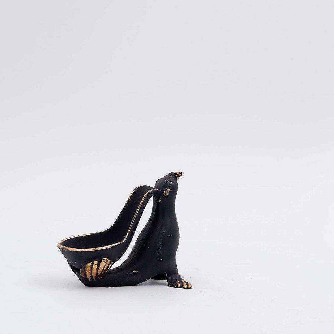 Walter Bosse Style Sea Lion Pipe Holder In Bronze   1950s photo vinterior