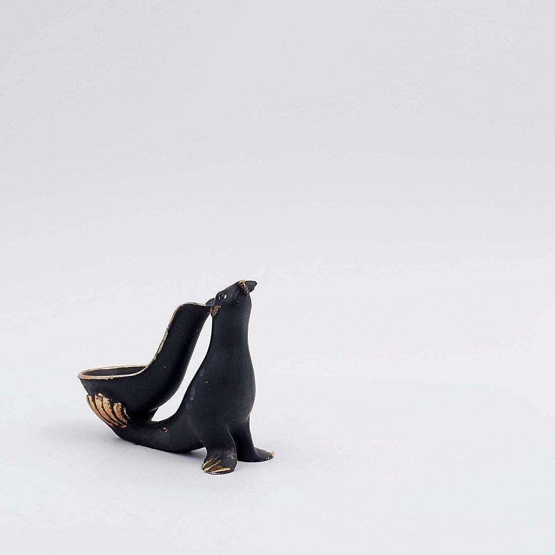 Walter Bosse Style Sea Lion Pipe Holder In Bronze   1950s photo buy