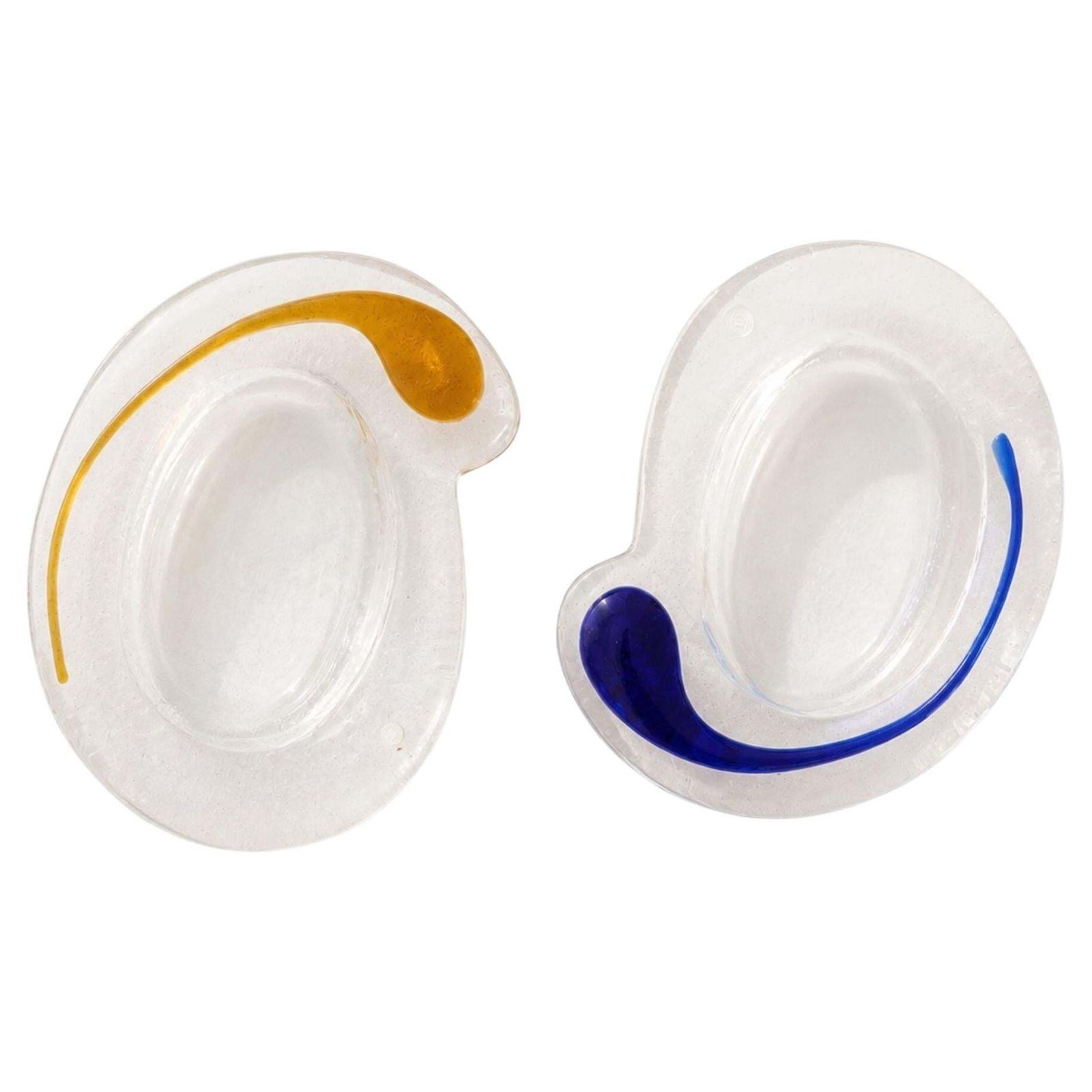 Pair Of 1970s Italian Murano Glass Ashtrays Yin Yang By La Murrina