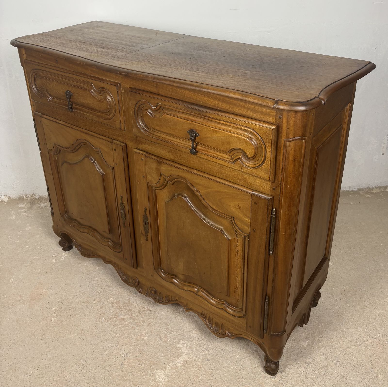 photo vinterior French Provincial Oak Server Cabinet With Sliding Shelves, Early 20th Century