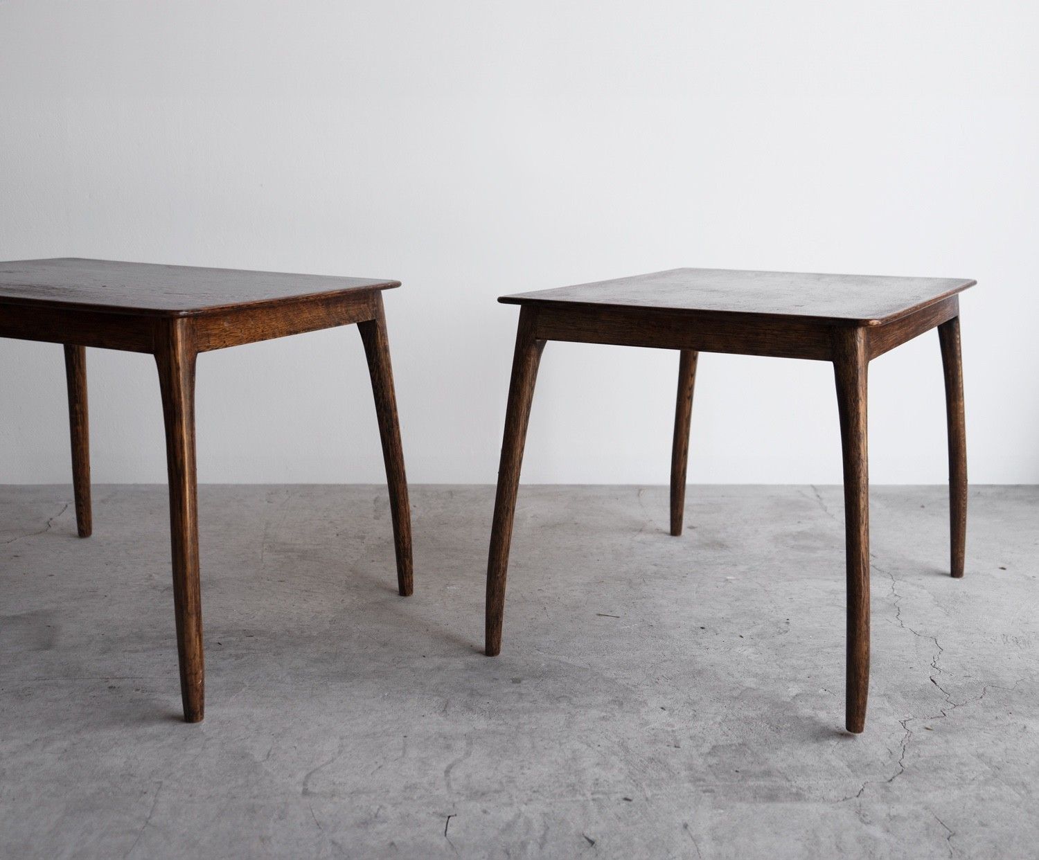 Pair Of Vintage Figured Oak Side Or End Tables, Mid 20th Century photo vintage
