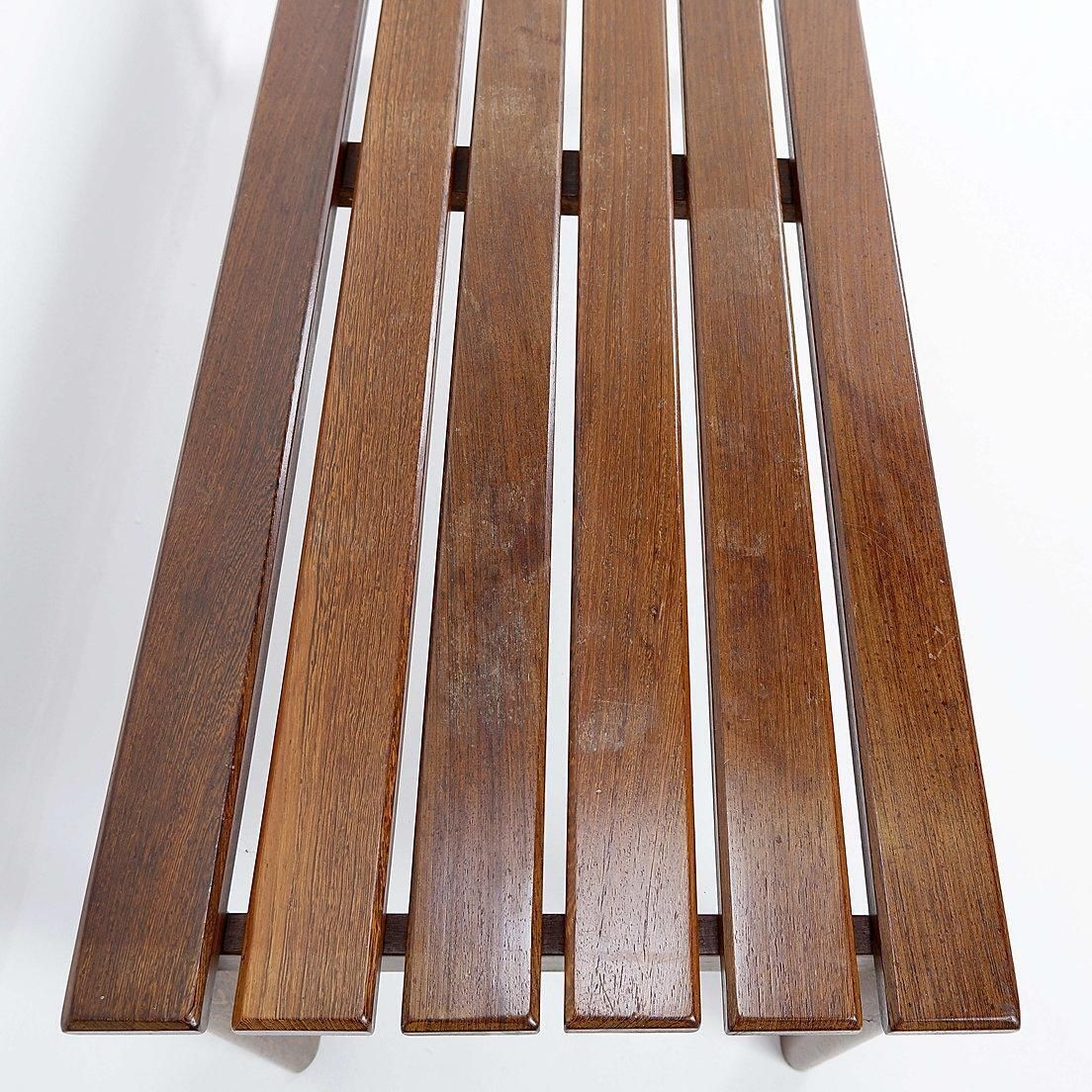 Vintage Wood Slatted Bench, Mid Century Modern Minimalist Design photo buy
