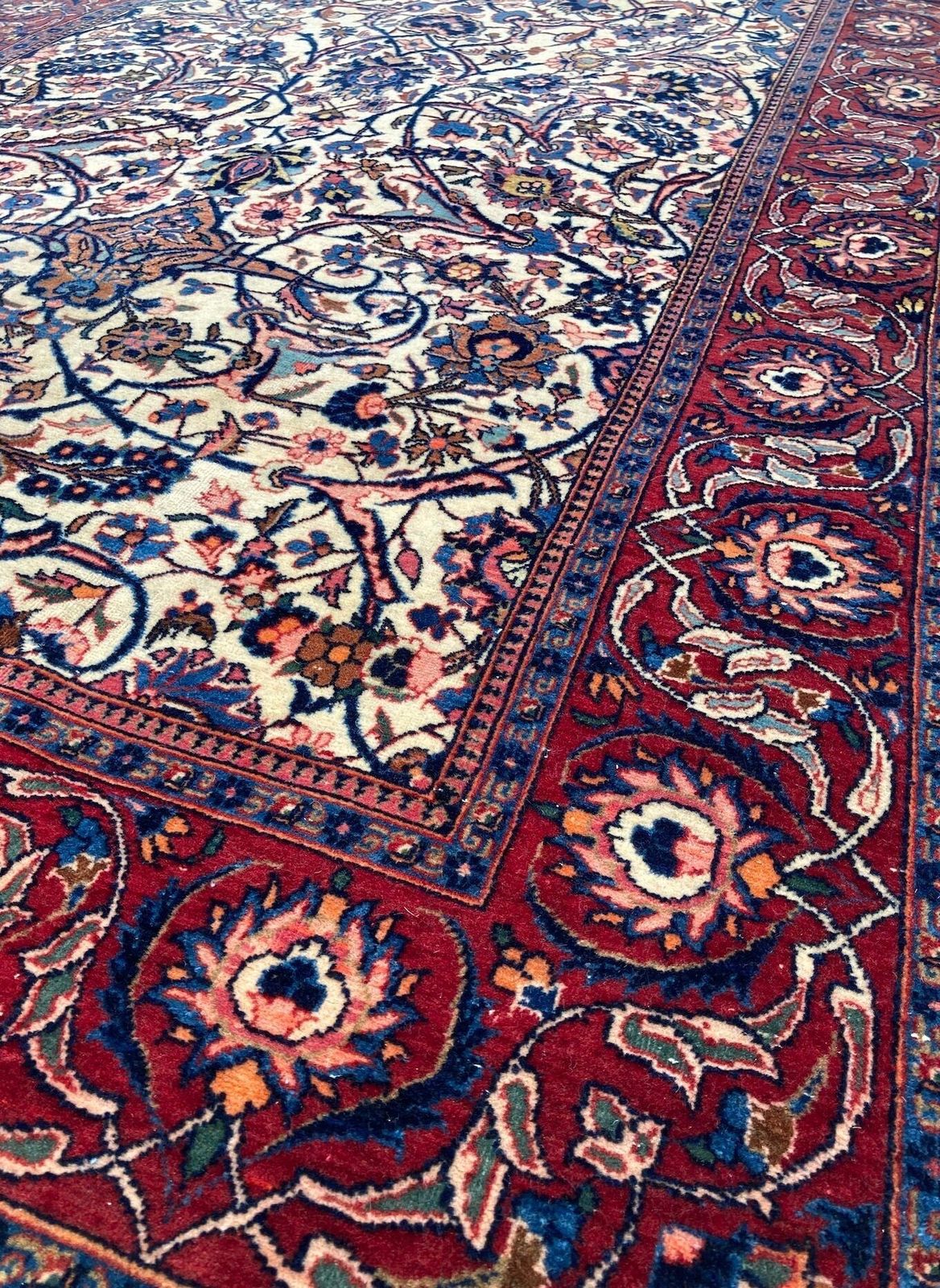 Antique Kashan Rug 2.12m X 1.31m photo vintage