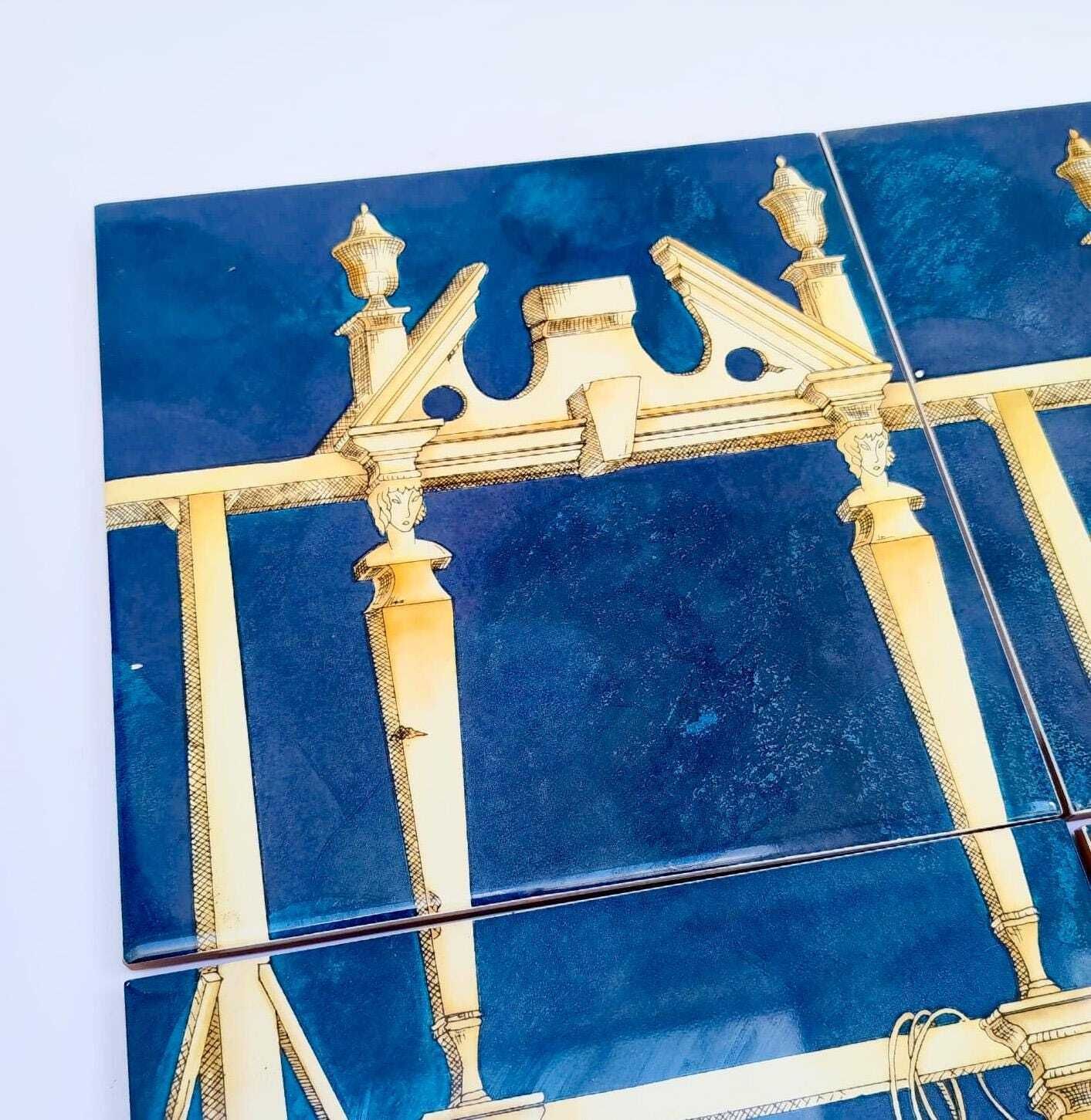 Set Of 4 Tiles Giò Ponti Ceramica Bardelli The House Of The Ephebes 20x20 Cm Tiles photo vinterior