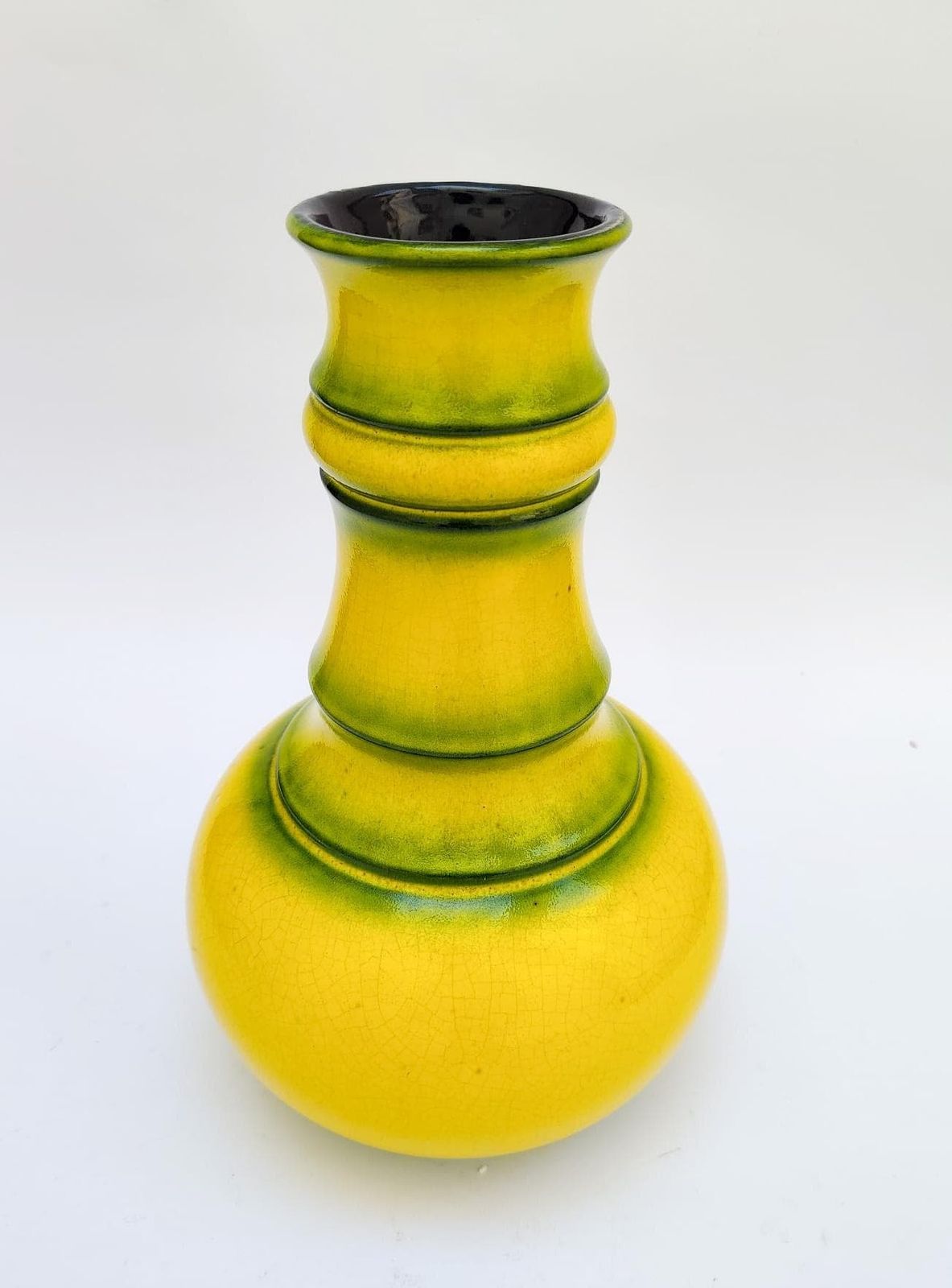 Jasba Yellow And Green West German Ceramic Vase, Vintage Space Age Design, 1970s photo furniture