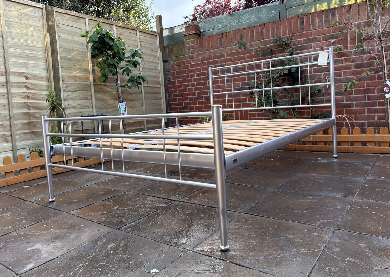 Furniture Pretty “The Original Bed Company” Milano Iron / Metal Double Size Frame, Great Condition photo