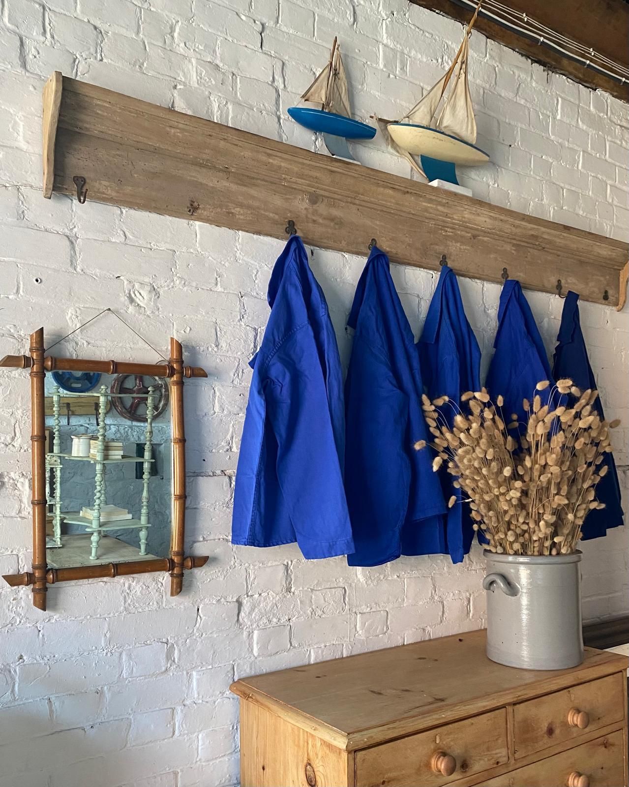 Long French Painted Hanging Shelves With Hooks
