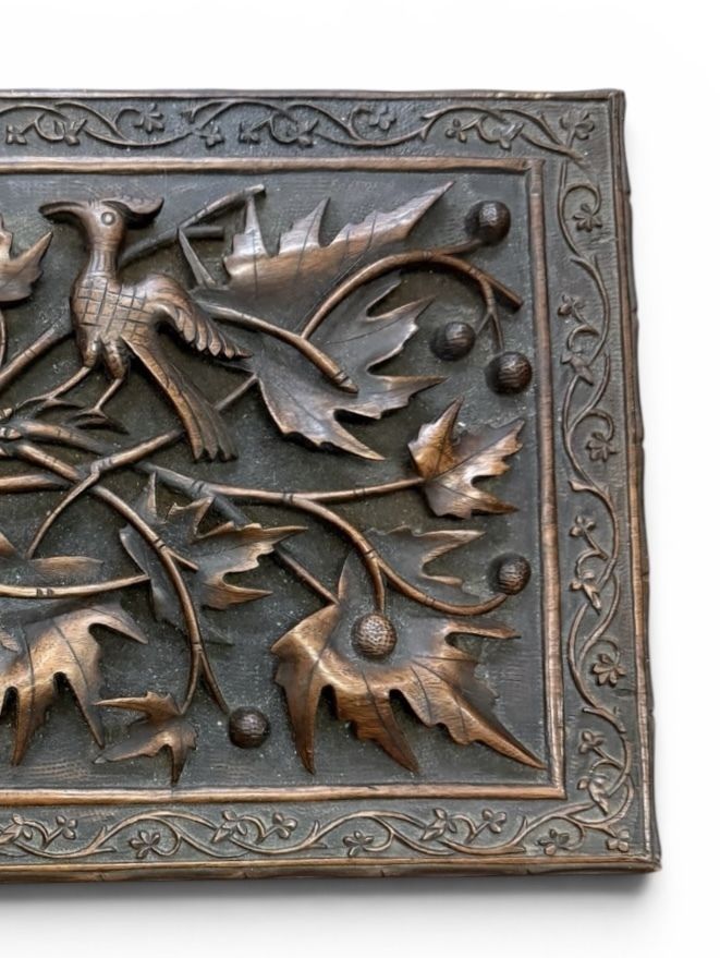 Exquisitely Carved Anglo Indian Hardwood Box With Birds & Vine Leaves, Late 19th Century photo buy