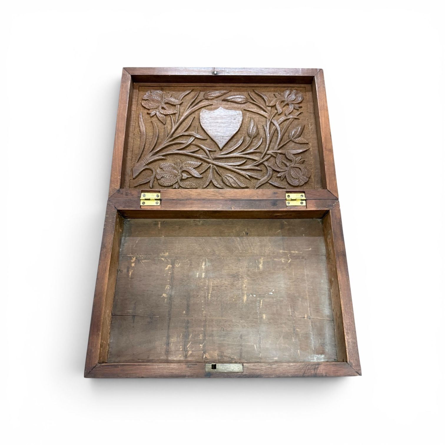 photo furniture Exquisitely Carved Anglo Indian Hardwood Box With Birds & Vine Leaves, Late 19th Century