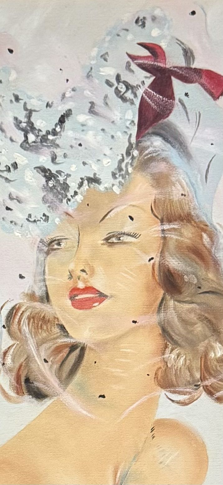 Mid Century Glamour Pin Up Portrait After Jean Gabriel Domergue photo vintage